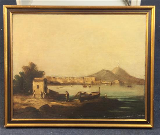 Neapolitan School Views of the Bay of Naples and Vesuvius, and Capri 19.5 x 24.5in.